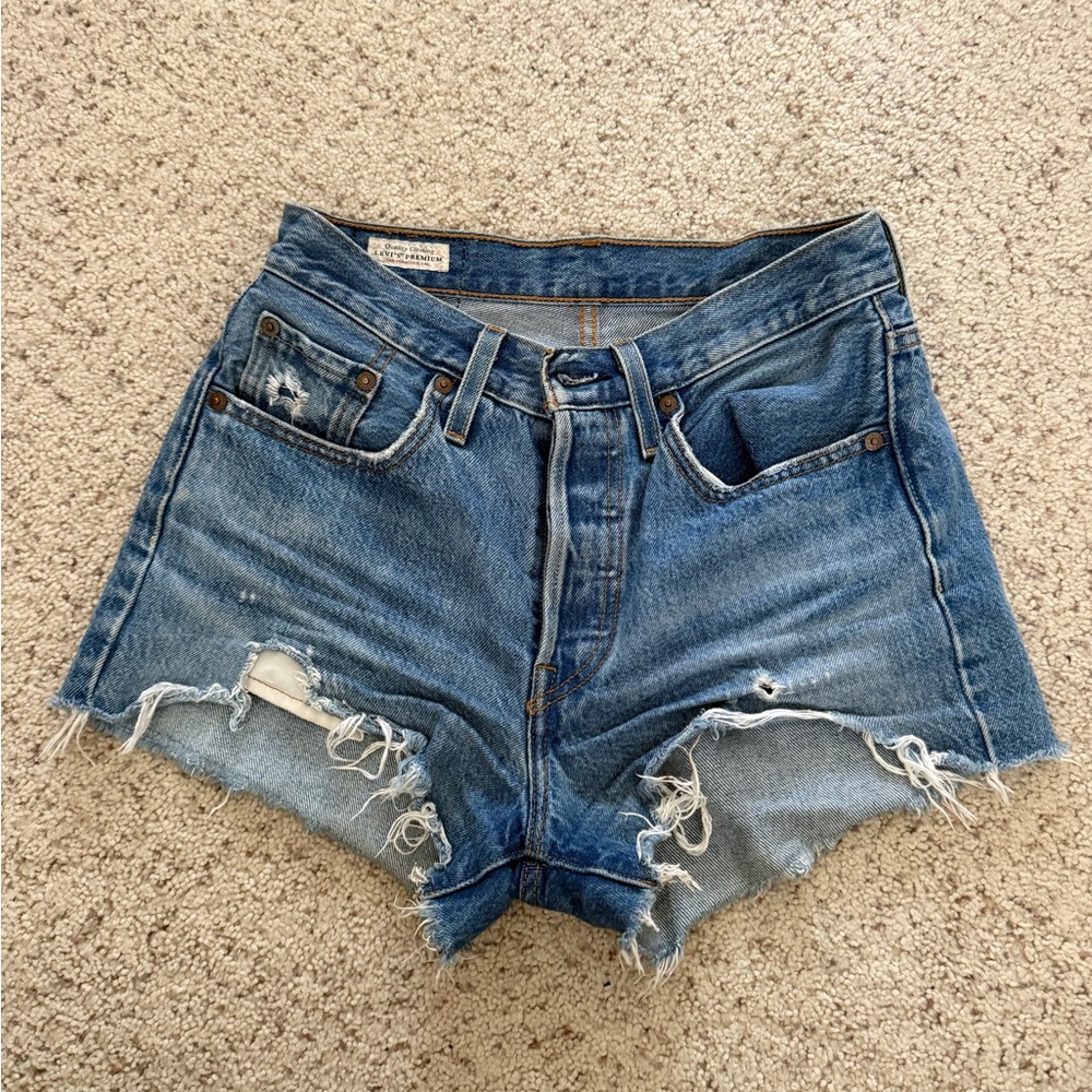 Levi’s 501 Distressed High-Rise Denim Shorts
